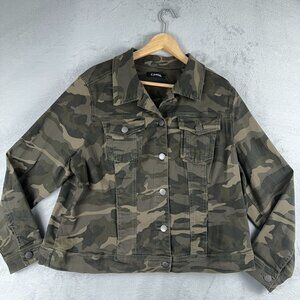 D. Jeans Camouflage Denim Jacket Button Front Army Green Women's Size 1X
